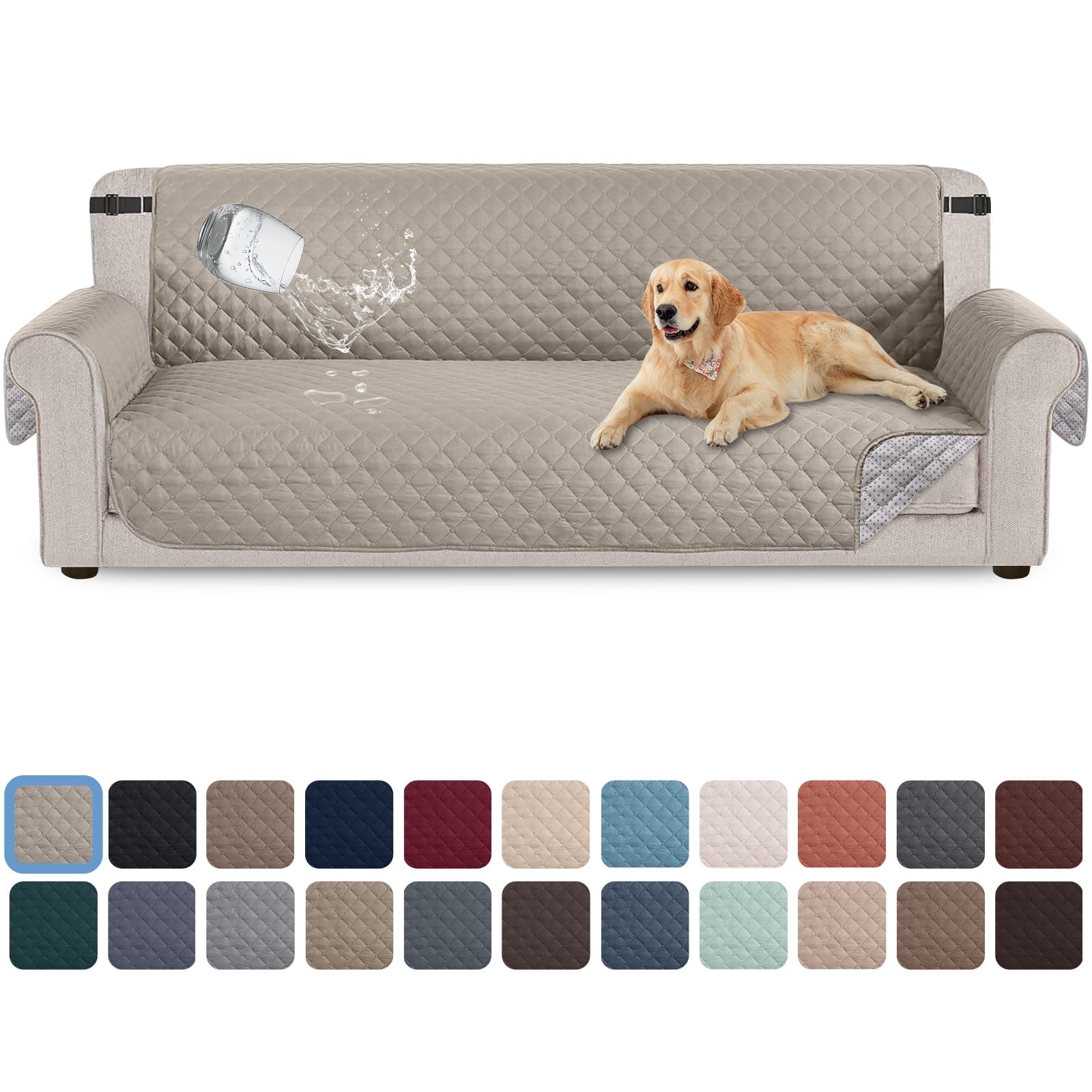 Sanmadrola 100% Waterproof Sofa Cover Non Slip Couch Cover Machine Washable Slipcover Leakproof Furniture Protector for Dogs Kids Pets, Earthy Color, Sofa