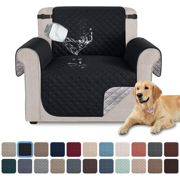 Sanmadrola 100% Waterproof Sofa Cover Non Slip Couch Cover Machine Washable Slipcover Leakproof Furniture Protector for Dogs Kids Pets, Black, Chair