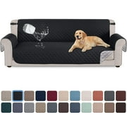 Sanmadrola 100% Waterproof Sofa Cover Non Slip Couch Cover Machine Washable Slipcover Leakproof Furniture Protector for Dogs Kids Pets, Black, Sofa