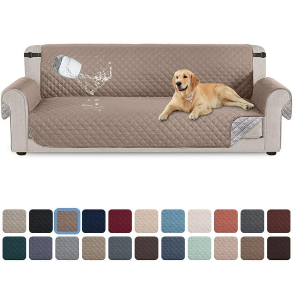 Sanmadrola 100% Waterproof Sofa Cover Non Slip Couch Cover Machine Washable Slipcover Leakproof Furniture Protector for Dogs Kids Pets, Brown, Sofa