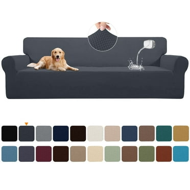Sanmadrola 100% Waterproof Sofa Cover Non Slip Couch Cover Stretch Slipcover Leakproof Couch Protector for Kids Dogs Cats Pets, Dark Gray, Oversized Sofa