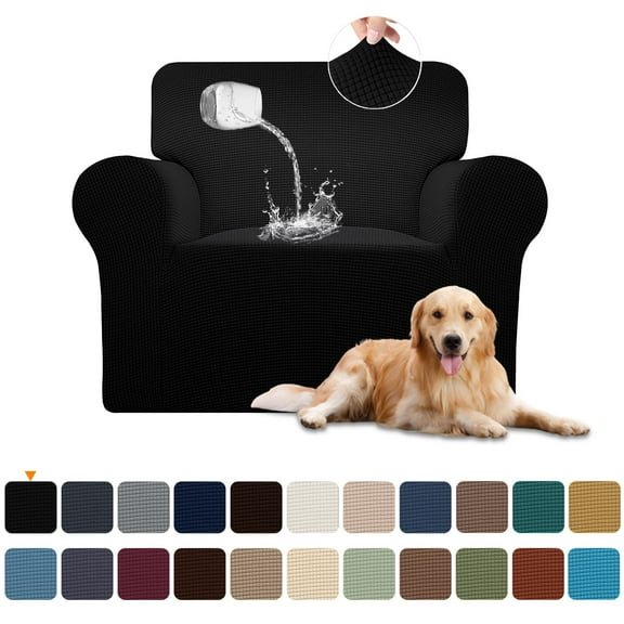 Sanmadrola 100% Waterproof Sofa Cover Non Slip Couch Cover Stretch Slipcover Leakproof Couch Protector for Kids Dogs Cats Pets, Black, Chair