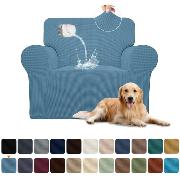 Sanmadrola 100% Waterproof Sofa Cover Non Slip Couch Cover Stretch Slipcover Leakproof Couch Protector for Kids Dogs Cats Pets, Dust Blue, Chair