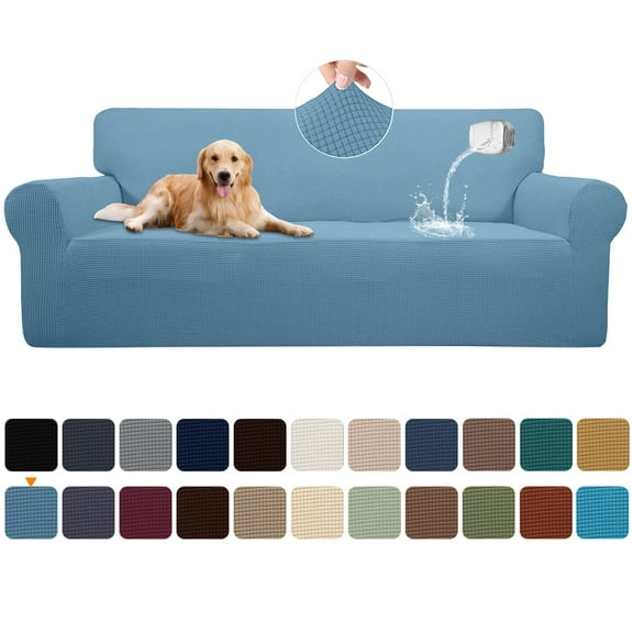 Sanmadrola 100% Waterproof Sofa Cover Non Slip Couch Cover Stretch Slipcover Leakproof Couch Protector for Kids Dogs Cats Pets, Dust Blue, Sofa