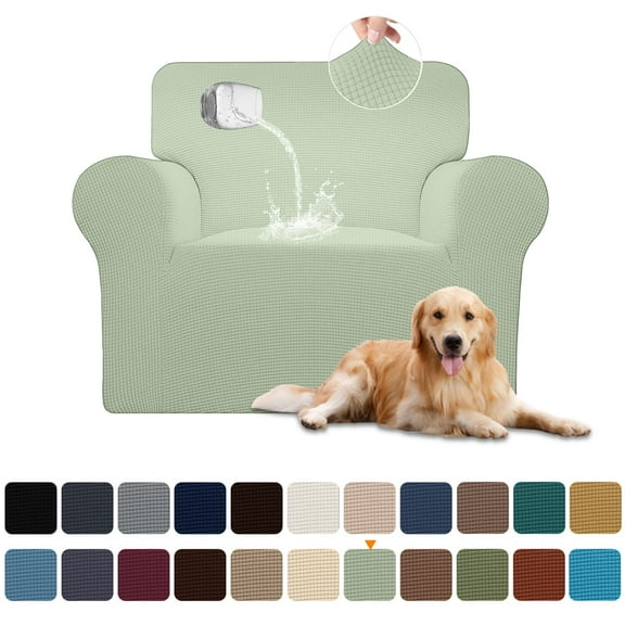 Sanmadrola 100% Waterproof Sofa Cover Non Slip Couch Cover Stretch Slipcover Leakproof Couch Protector for Kids Dogs Cats Pets, Grass Green, Chair