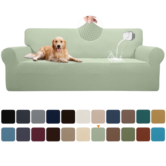 Sanmadrola 100% Waterproof Sofa Cover Non Slip Couch Cover Stretch Slipcover Leakproof Couch Protector for Kids Dogs Cats Pets, Grass Green, Sofa
