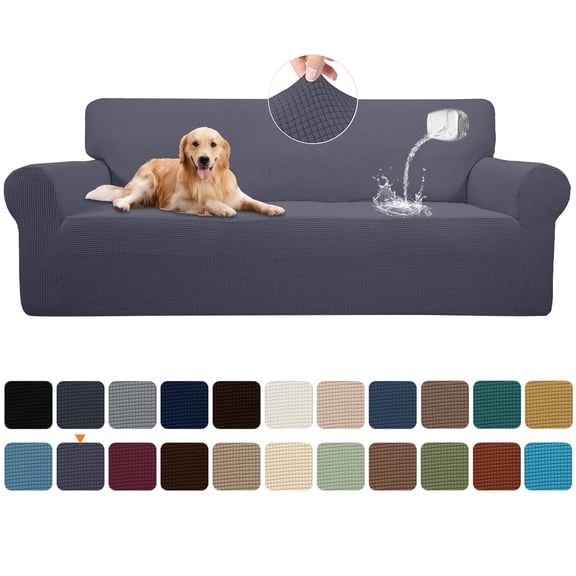 Sanmadrola 100% Waterproof Sofa Cover Non Slip Couch Cover Stretch Slipcover Leakproof Couch Protector for Kids Dogs Cats Pets, Gray, Sofa