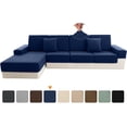 thumbnail image 1 of Sanmadrola Waterproof Couch Cushion Cover for Sectional Sofa,Slipcover Stain Resistant High Elasticity Wear-Resistant Striped Sofa Cover, Dark Blue 3 Piece Set for Furniture, Children, Pets, 1 of 7