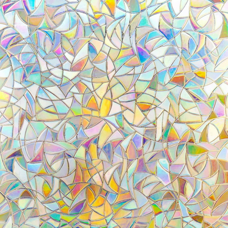 Sanmadrola 17.7''x 158'' Window Privacy Film Decorative Window Film Stained Glass Window Stickers Rainbow Cling Holographic Window Covering Prism 3D