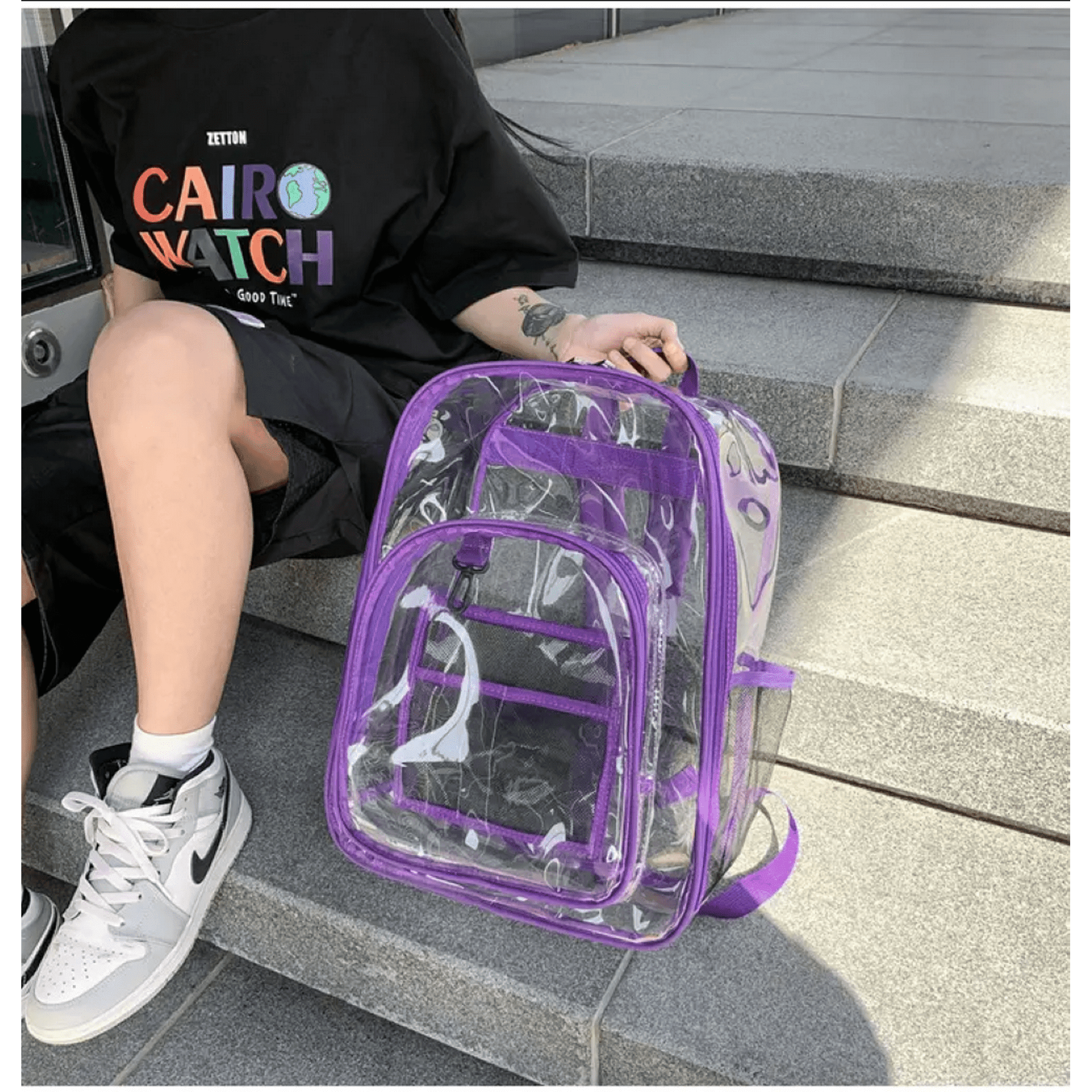 Sanmadrola 17 inch Clear Backpack Large Clear School Backpack Heavy