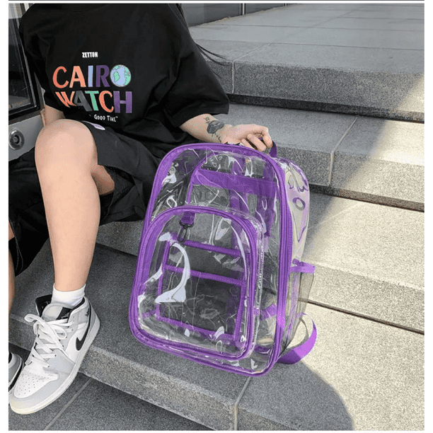 Sanmadrola 17 inch Clear Backpack Large Clear School Backpack Heavy Duty Plastic Bookbag for
