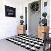 Sanmadrola 36x 60 Kitchen Runner Cotton Buffalo Plaid Rug Black and White Check Rugs Washable Carpet for Front Porch Kitchen Farmhouse Entryway