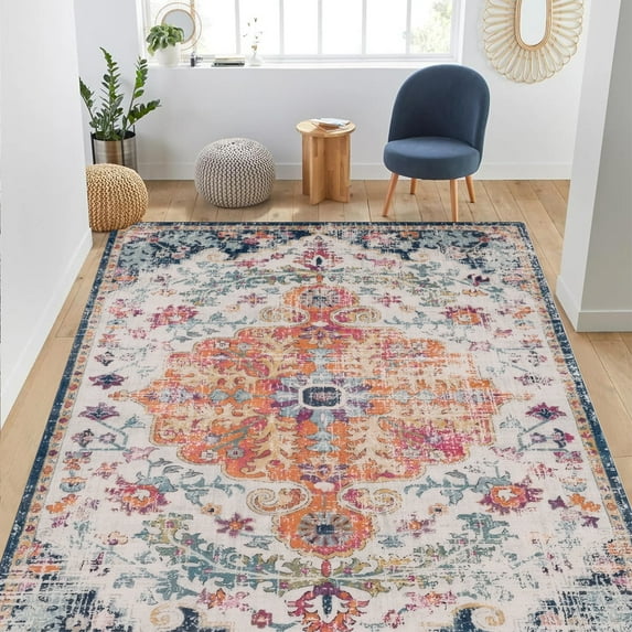 Sanmadrola 4x6 Area Rugs for Living Room Carpet Washable Rug Non Slip for Kitchen Entryway Bathroom Bedroom Office