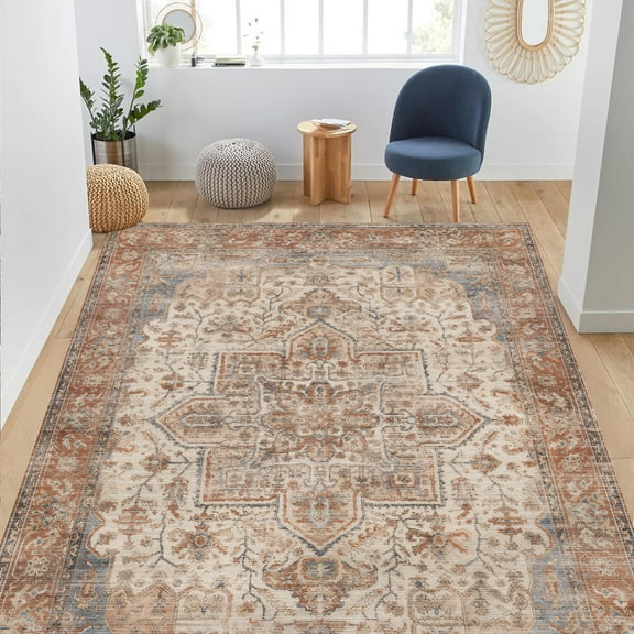 Sanmadrola 4x6 Area Rugs for Living Room Carpet Washable Rug Non Slip for Kitchen Entryway Bathroom Bedroom Office