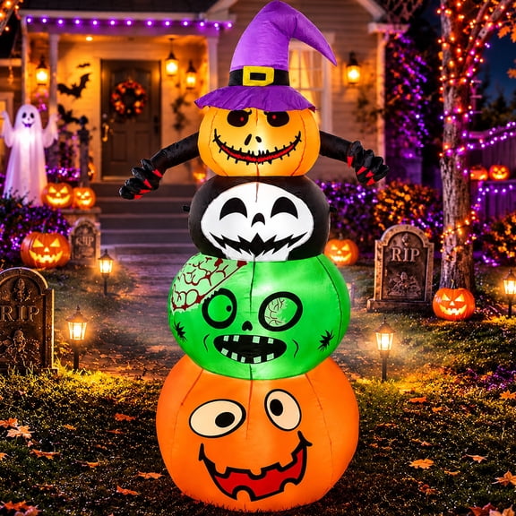 Sanmadrola 6FT Halloween Inflatables Decorations Outdoor Blow Up with Built-in LED for Lawn Party Yard Garden Holiday Halloween Decor