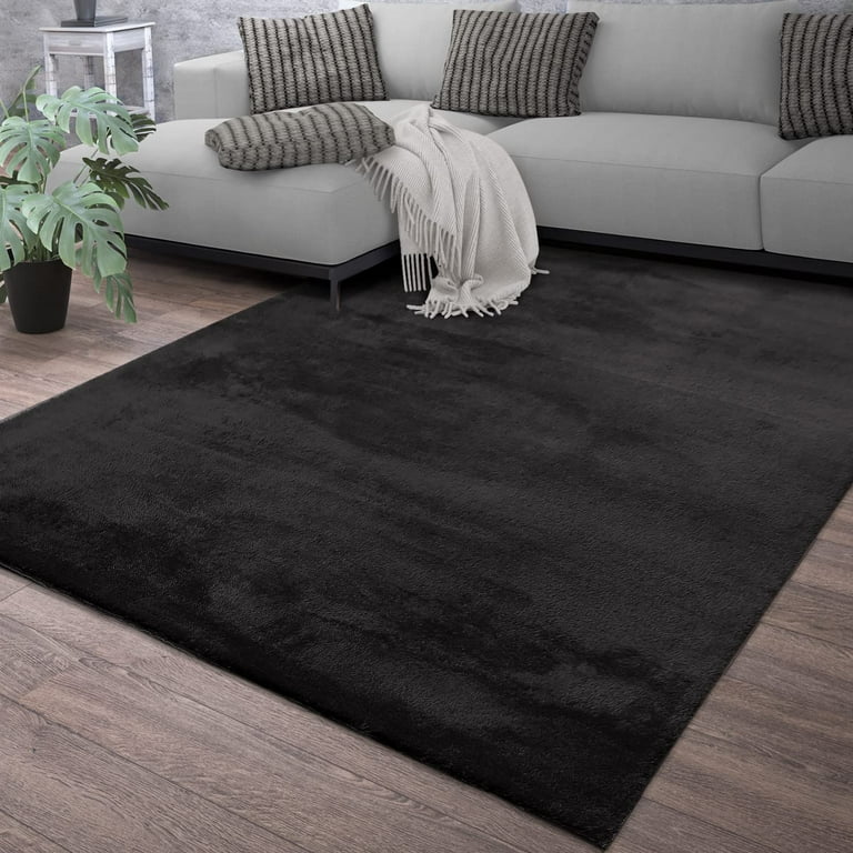 Sanmadrola 6x8 Faux Fur Area Rug, Non-Slip, Washable, for Living 