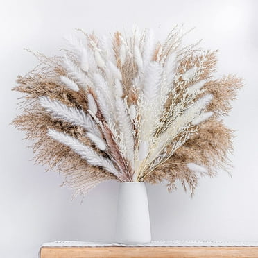 Sanmadrola 80 Pcs Natural Dried Pampas Grass Boho Home Decor Dried Reed Flowers for Wedding Floral Arrangements Wall Bathroom Decor Spring Decor