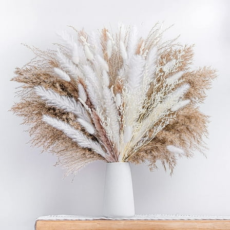 Sanmadrola 80 Pcs Natural Dried Pampas Grass Boho Home Decor Dried Reed Flowers for Wedding Floral Arrangements Wall Bathroom Decor Spring Decor