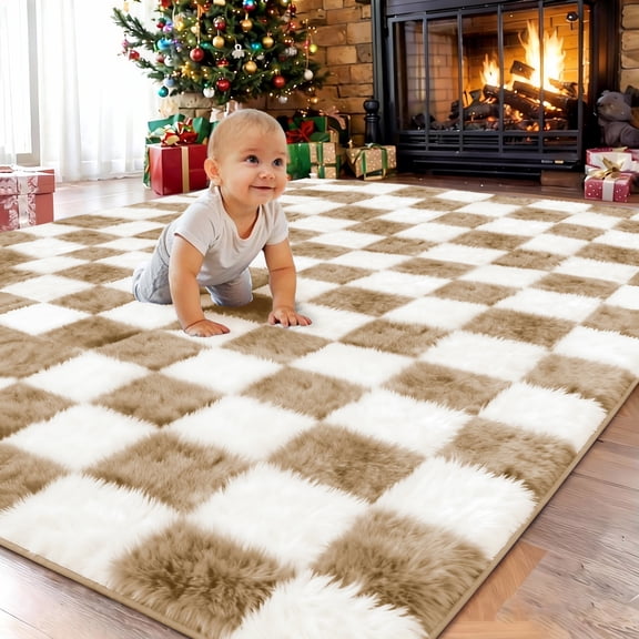 Sanmadrola Area Rug for Bedroom,4'X5.2',Fluffy Shag Rug for Living Room,Furry Carpet Kids Room,Shaggy Throw Rug for Nursery Room,Fuzzy Plush Rug, Carpet,Rectangle,Cute Room Decor for Baby