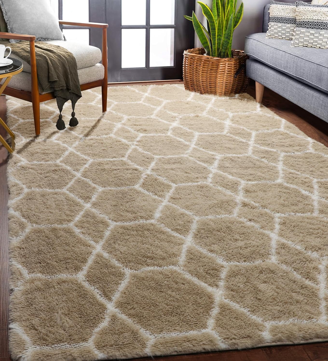 Sanmadrola Area Rugs for Bedroom, Fluffy Black Shaggy Soft Area Rug ...