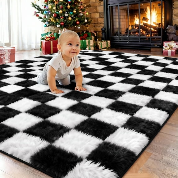 Sanmadrola Area Rugs for Bedroom, Fluffy Shaggy Soft Area Rug, Non-Slip Indoor Floor Carpet for Living Room, Kids Baby Boys Teen Dorm Home Decor Aesthetic, Nursery, 5.2x6.6 Feet