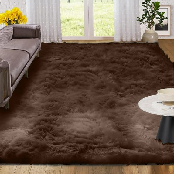Sanmadrola Area Rugs for Living Room Bed Room Rugs Faux Fur Rug Faux Sheepskin Indoor Shag Area Rug Coffee