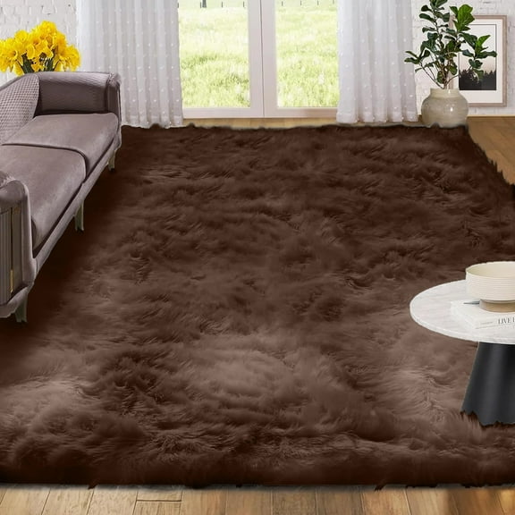 Sanmadrola Area Rugs for Living Room Bed Room Rugs Faux Fur Rug Faux Sheepskin Indoor Shag Area Rug Coffee