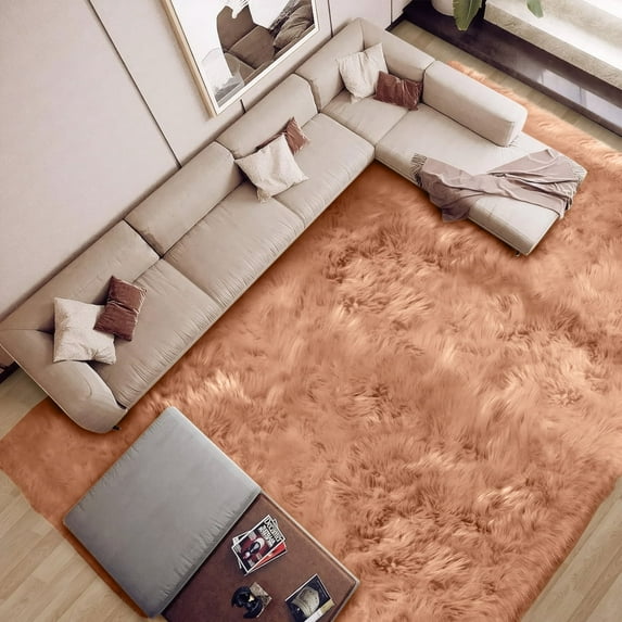 Sanmadrola Area Rugs for Living Room Bed Room Rugs Faux Fur Rug Faux Sheepskin Indoor Shag Area Rug Coffee