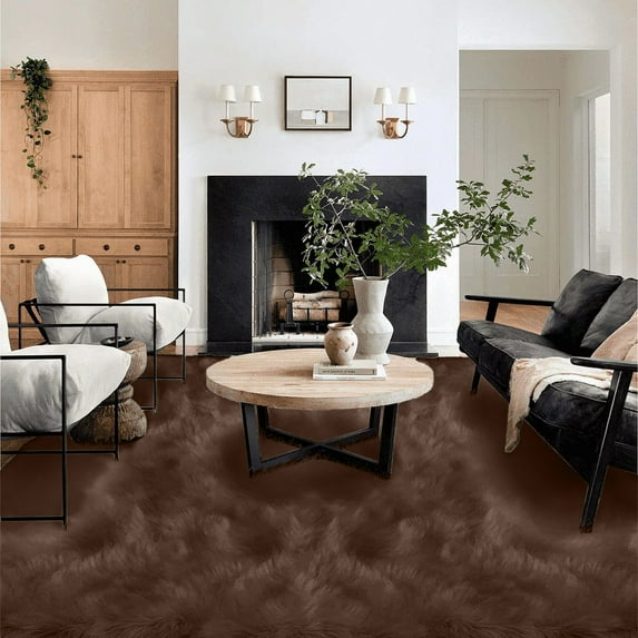 Sanmadrola Area Rugs for Living Room Bed Room Rugs Faux Fur Rug Faux Sheepskin Indoor Shag Area Rug Coffee