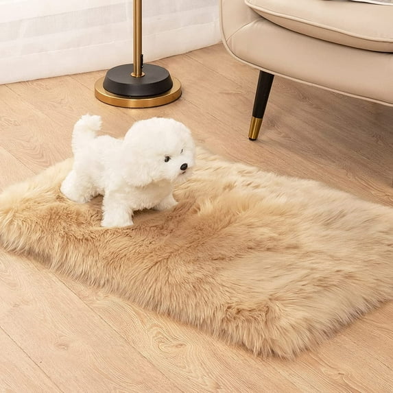 Sanmadrola Area Rugs for Living Room Bed Room Rugs Faux Fur Rug Faux Sheepskin Indoor Shag Area Rug Khaki