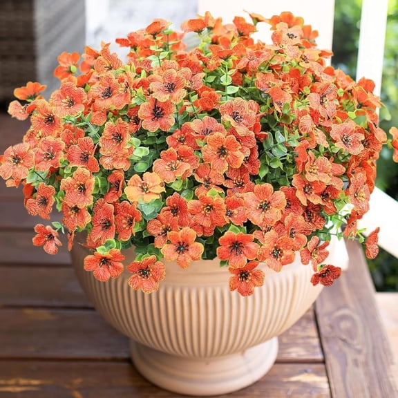 Sanmadrola Fall Decoration Artificial Flowers for Outdoor Indoor Garden Home Decoration, Faux Flower Daisy Fake Plants Greenery Boxwood Porch Patio, 12 Bundles Orange
