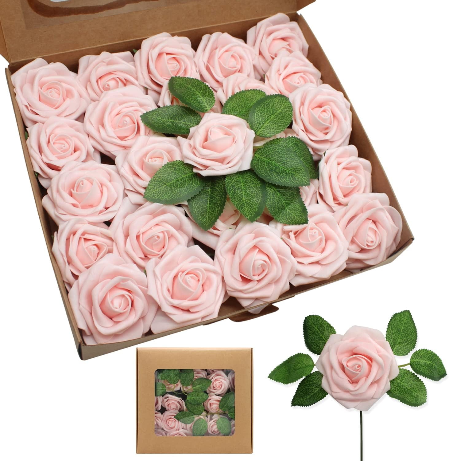 Sanmadrola Artificial Rose Artificial Flowers Foam Fake Roses with ...