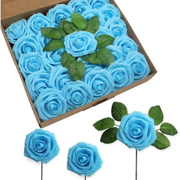 Sanmadrola Artificial Rose Artificial Flowers Foam Fake Roses with Stems for DIY Wedding Bouquets White Bridal Shower Centerpieces Arrangements Party Tables Decorations