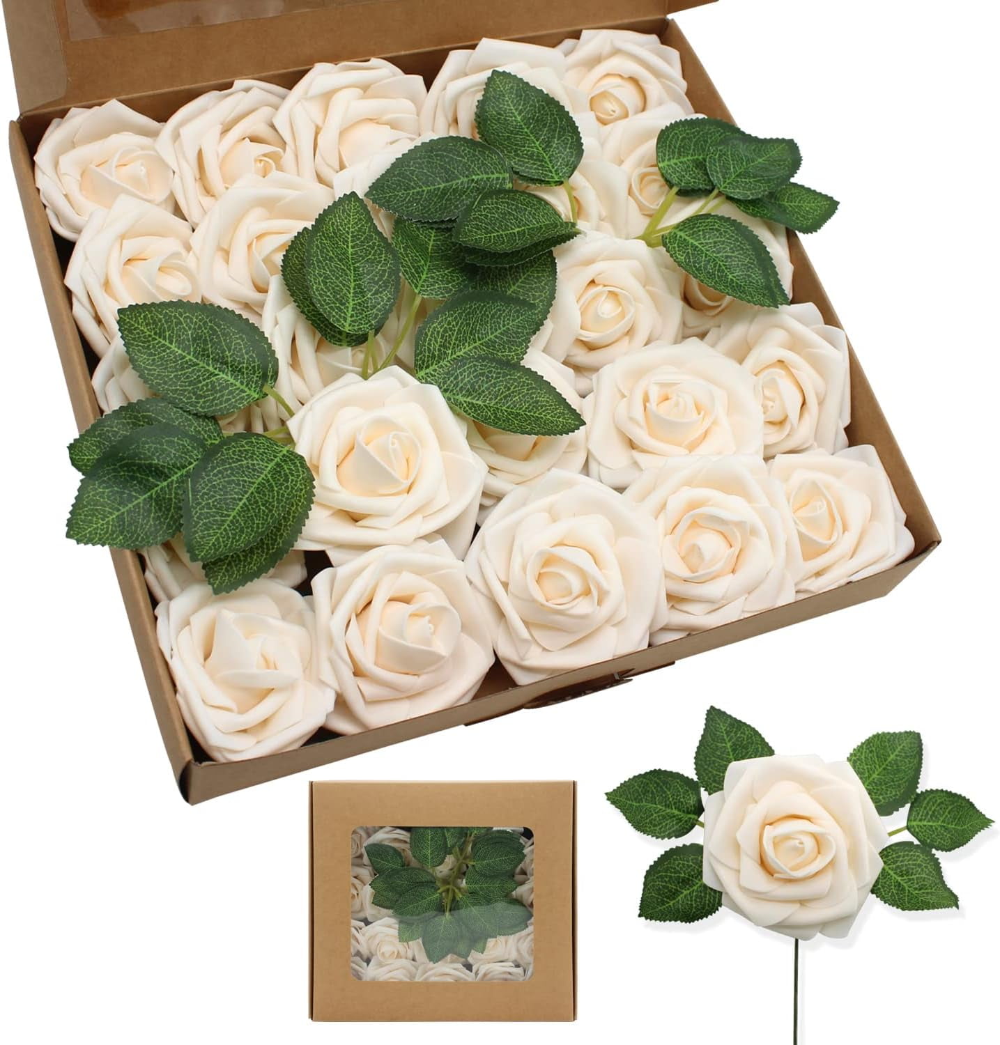 Sanmadrola Artificial Rose Artificial Flowers Foam Fake Roses with ...