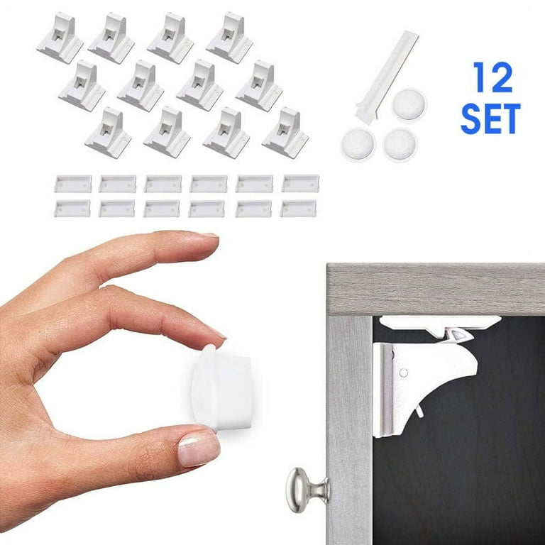 Child & Baby Safety Proof Magnetic Invisible Cupboard Locks 16 Locks & 2  Keys