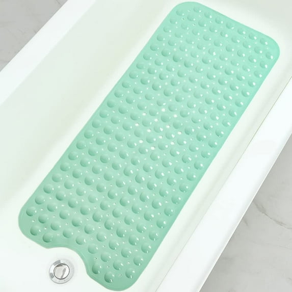 Sanmadrola Bath Tub Shower Mat 40 x 16 Inch Non-Slip and Extra Large, Bathtub Mat with Suction Cups, Machine Washable Bathroom Mats with Drain Holes Black