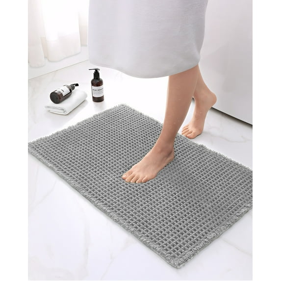 Sanmadrola Bathroom Rugs Non Slip Super Absorbent Bath Mat Shower Mat Upgraded Waffle Texture