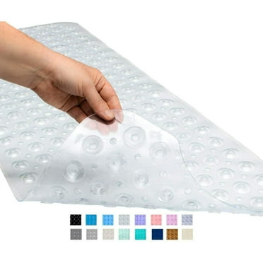 Sanmadrola Bath Tub Shower Mat 40 x 16 Inch Non-Slip and Extra Large, Bathtub Mat with Suction Cups, Machine Washable Bathroom Mats with Drain Holes Black