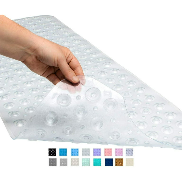 Bathtub Mats for Shower Tub Extra Long Non Slip Bath Mat, 39 x 16 Inch  Shower Mat with Drain Holes and Suction Cups, Bath Tub Mat for Bathroom  with Machine Washable (Clear) 