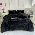 Sanmadrola King Size Furry Bedding Set, Shaggy Plush Faux Fur, Velvet