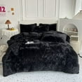 thumbnail image 1 of Sanmadrola Bedding Comforter Sets Bed in a Bag Queen Size Shaggy Plush Faux Fur Fluffy Bedding Sets Duvet Cover Soft Velvet Fuzzy Quilt Cover with 2 Pillow Cover Black, 1 of 7