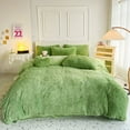 thumbnail image 1 of Sanmadrola Bedding Comforter Sets Bed in a Bag Twin Size Shaggy Plush Faux Fur Fluffy Bedding Sets Duvet Cover Soft Velvet Fuzzy Quilt Cover with Pillow Cover Green, 1 of 5