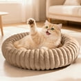 thumbnail image 1 of Sanmadrola Donut Dog Beds for Small Dogs, 24 inches Round Calming Bed for Cute Puppy Kitten, Faux Fur Non-Slip Cat Bed, Washable Corduroy Fleece Pet Beds Fits up to 25 lbs Pets, Khaki, 1 of 8