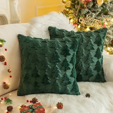 Sanmadrola Christmas Tree Decorative Throw Pillow Covers Set of 2, 18"x18" Soft Fluffy Pillowcases for Home Décor, Boho Pillow Covers Winter Holiday Cushion Cases for Sofa Couch Bedroom Living Room
