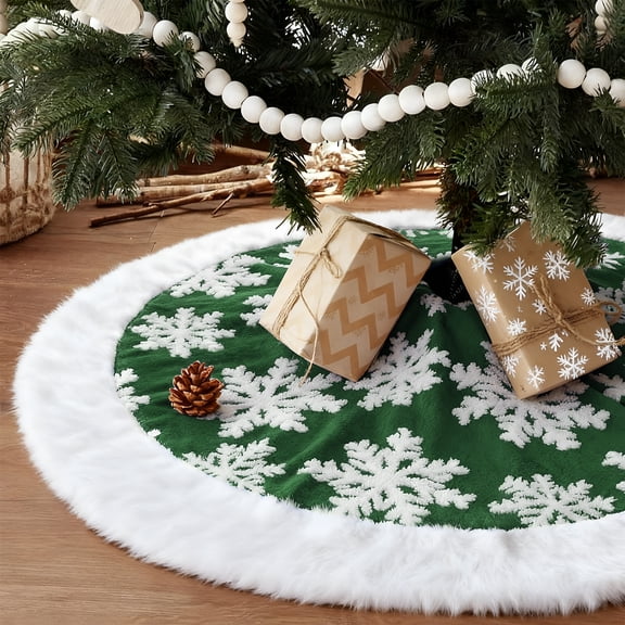 Sanmadrola Christmas Tree Skirt Gray White Plush Skirts Christmas Decorations Indoor Xmas Ornaments Holiday Decor for Party, 30in