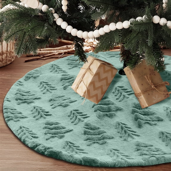 Sanmadrola Christmas Tree Skirt Sage Green Plush Skirts Christmas Decorations Indoor Xmas Ornaments Holiday Decor for Party, 30in