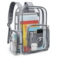 thumbnail image 1 of Sanmadrola Clear Backpack Heavy Duty Stadium Approved Backpacks PVC for Adults Clear Bag Travel, Gray, 1 of 7