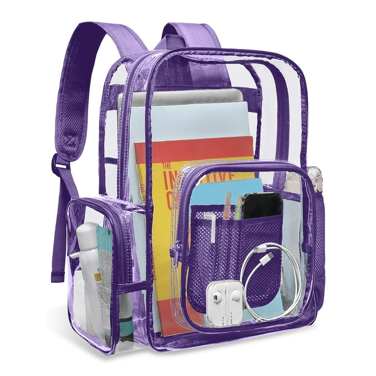 Sanmadrola Clear Backpack Heavy Duty Stadium Approved School Bookbag Large Waterproof PVC Transparent Backpacks for Kids Adults Clear Bag with