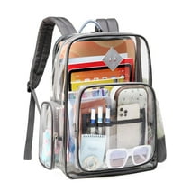 Sanmadrola Clear Backpack Heavy Duty Stadium Approved School Bookbag Large Waterproof PVC Transparent Backpacks for Kids Girls Adults Clear Bag with Reinforced Strap for School Travel Gray