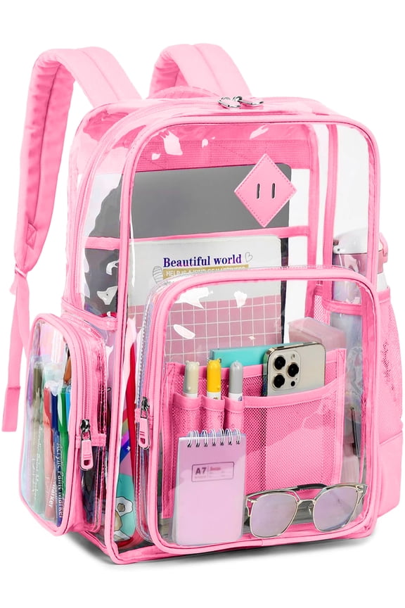 Clear Backpack Heavy Duty Stadium Approved School Bookbag PVC Backpacks for Adults Travel